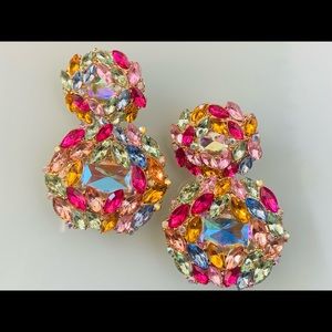 Elegant Rhinestone Statement Drop Earrings